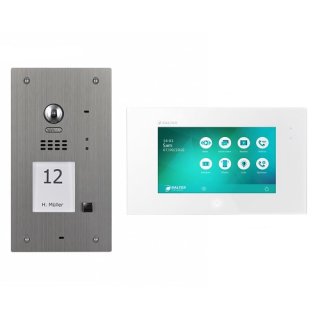 BALTER EVIDA Silber RFID Edelstahl Video Türstation 7" Set für 1 Teilnehmer 2-Draht BUS 170° Kamera