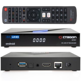 Octagon SPIRIT 4K UHD Android 9 IP-Receiver (HDR10+, Dual-WiFi, LAN, Bluetooth, HDMI, USB 3.0)