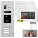 BALTER EVO HD Video Türsprechanlage mit Fingerprint Silber/Weiß 4 Familienhaus Set 4x 7" LCD Monitor WiFi